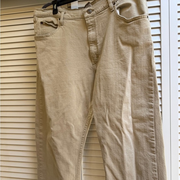 Wrangler Tan Straight Fit Jeans Lightweight Denim Men’s Sz 38x30 - Picture 2 of 13